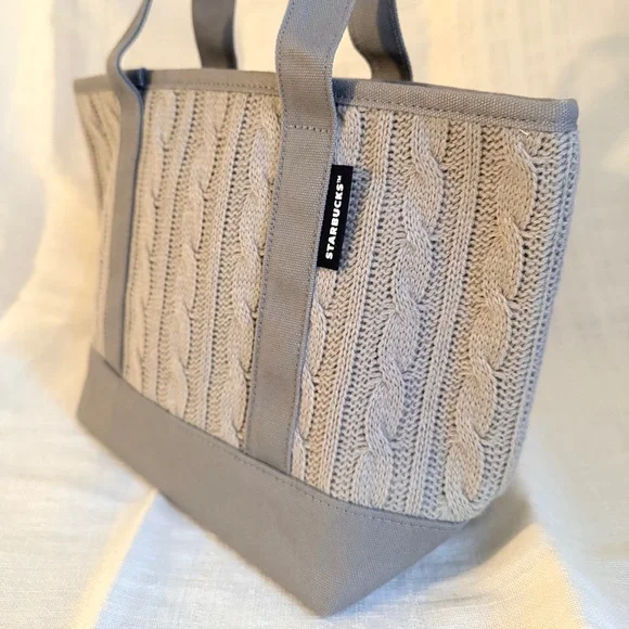 Starbucks Gray Cable Knit Canvas Tote Bag - Taiwan Exclusive Edition NWT - Picture 8 of 12